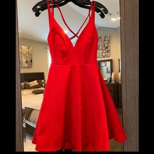 Lulus mini red dress with flare!